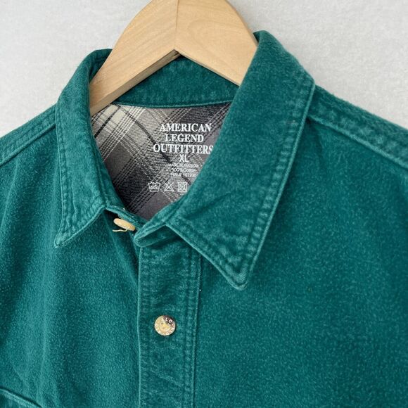 AMERICAN LEGEND OUTFITTERS Shirt Mens XL Chamois Flannel Work Cotton Green - Picture 6 of 14